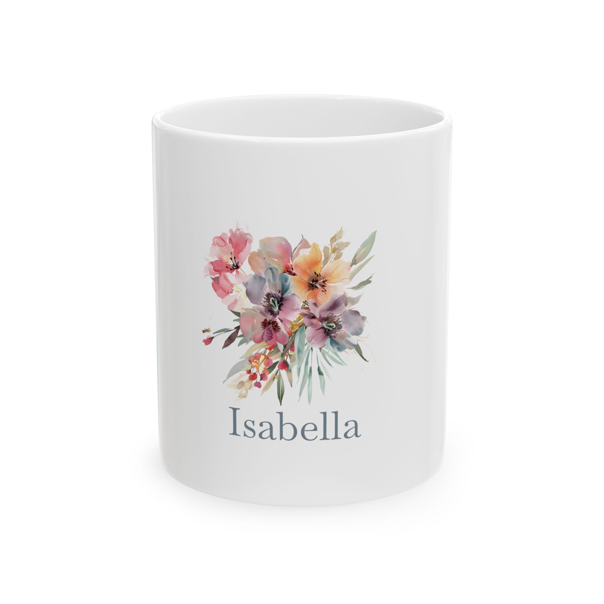 Personalised Mug - Watercolour Floral Name Design