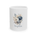 Personalised Mug - Blue Floral Name Design