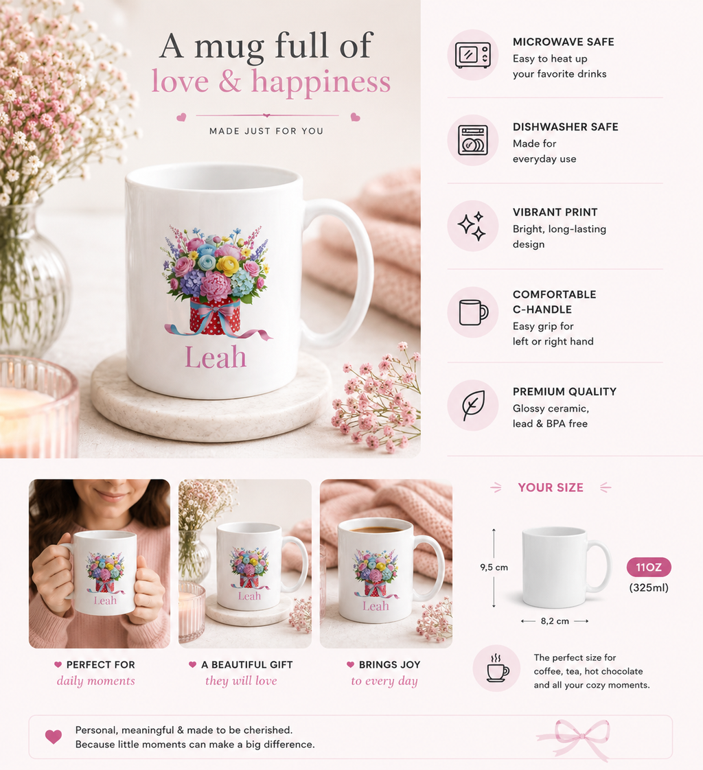 Personalised Mug - Flower Box Name Design