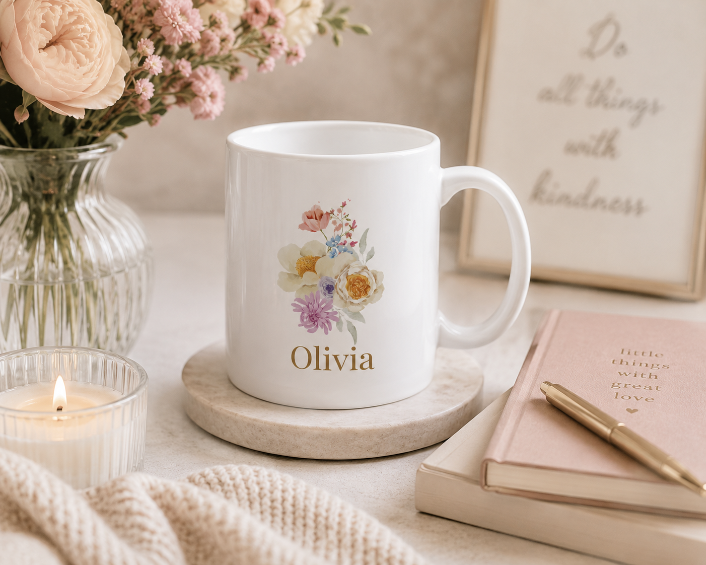 Personalised Mug - Wildflower Bouquet Name Design