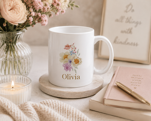 Personalised Mug - Wildflower Bouquet Name Design