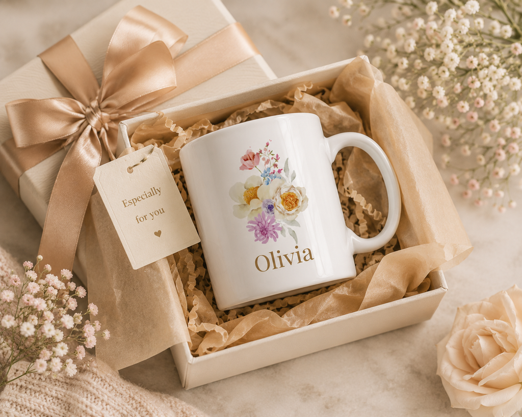 Personalised Mug - Wildflower Bouquet Name Design