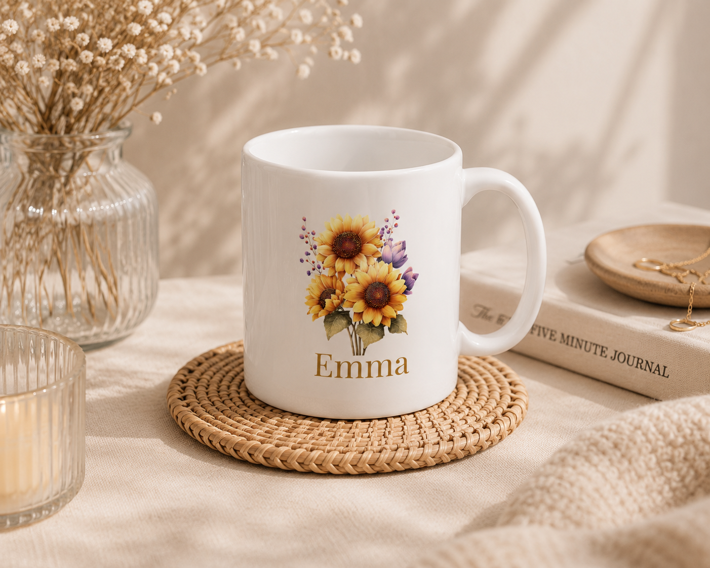 Personalised Mug – Sunflower Name Design