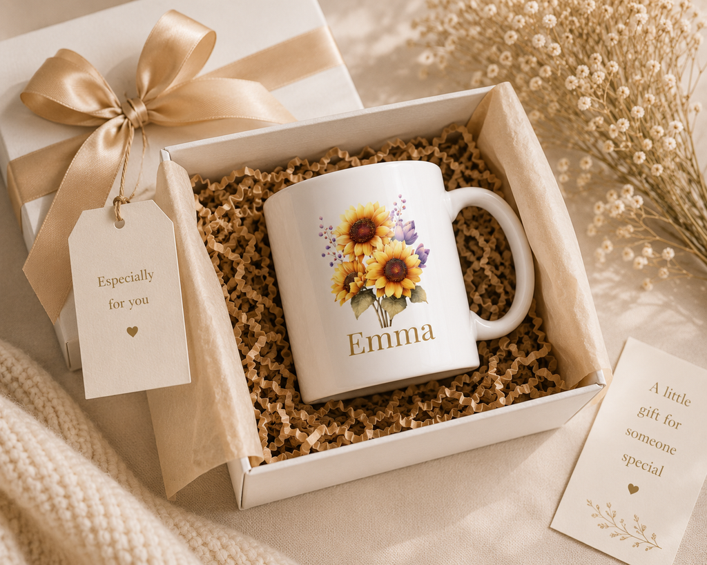 Personalised Mug – Sunflower Name Design