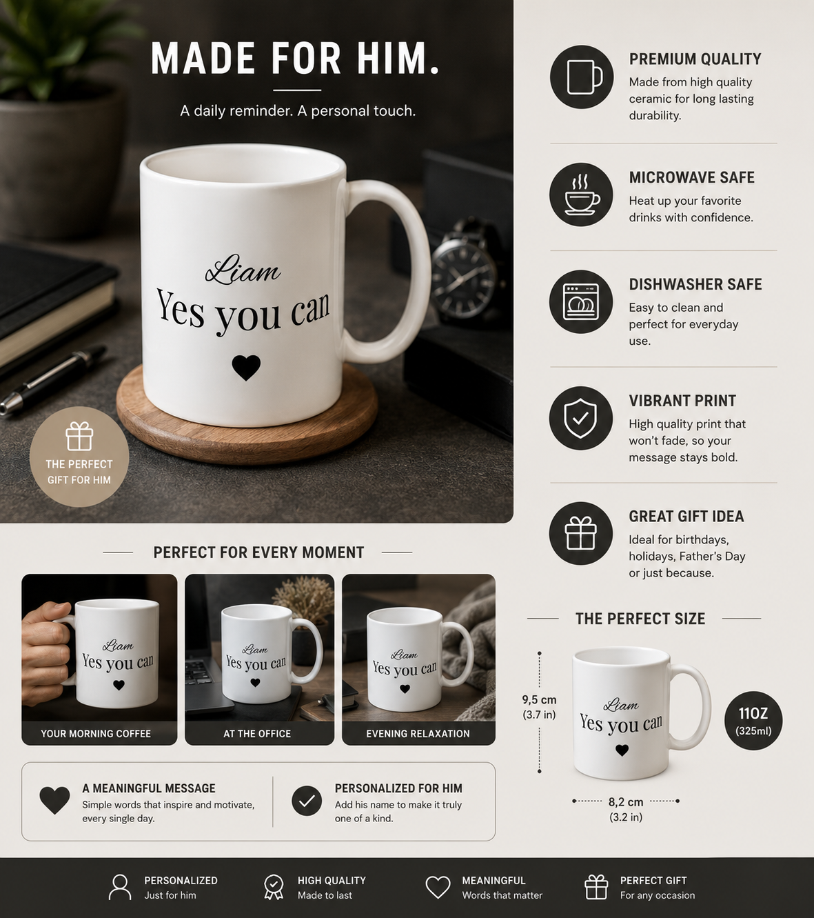 Personalised Mug – Yes You Can Motivational Gift