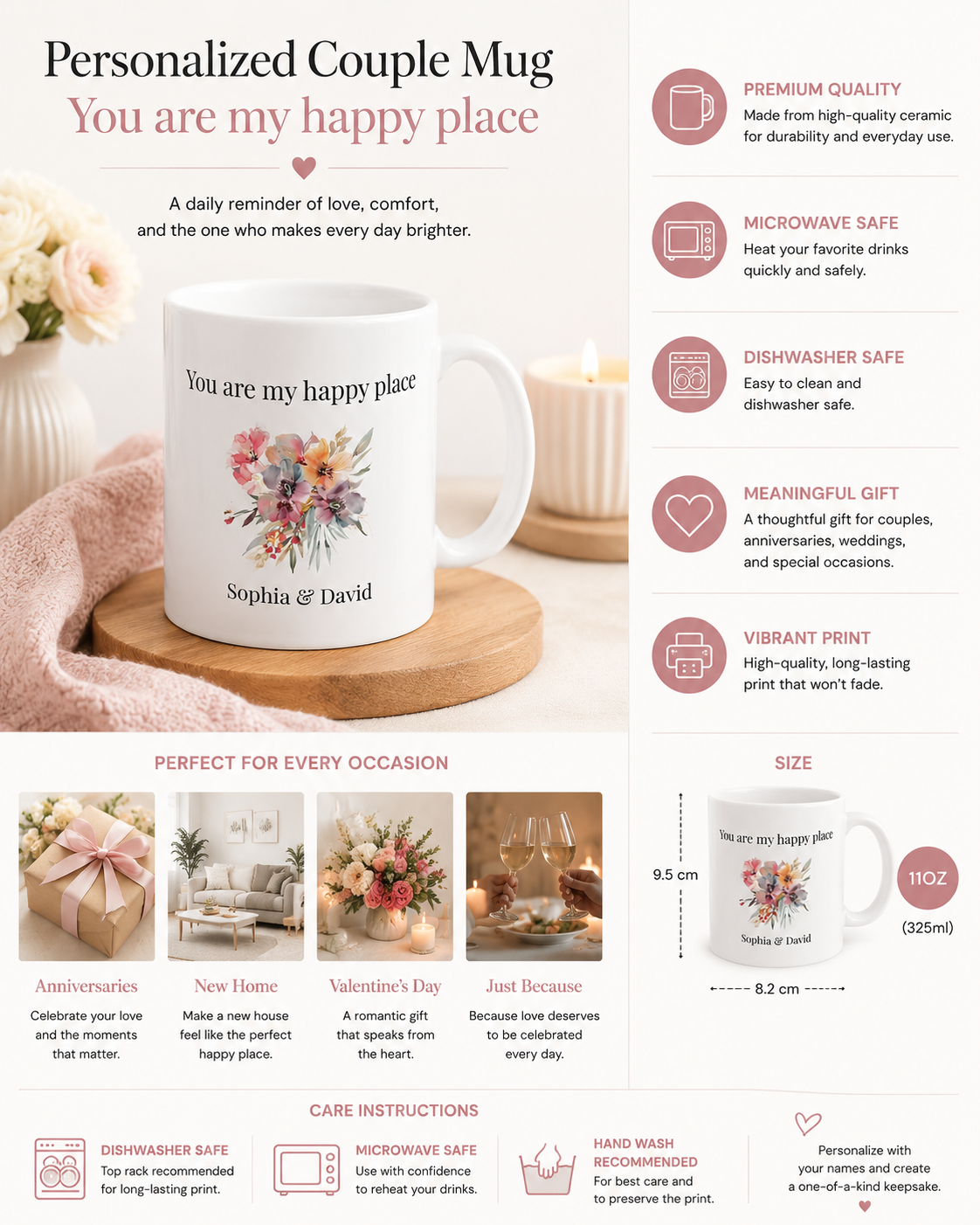 Personalised Mug - You Are My Happy Place Couples Gift