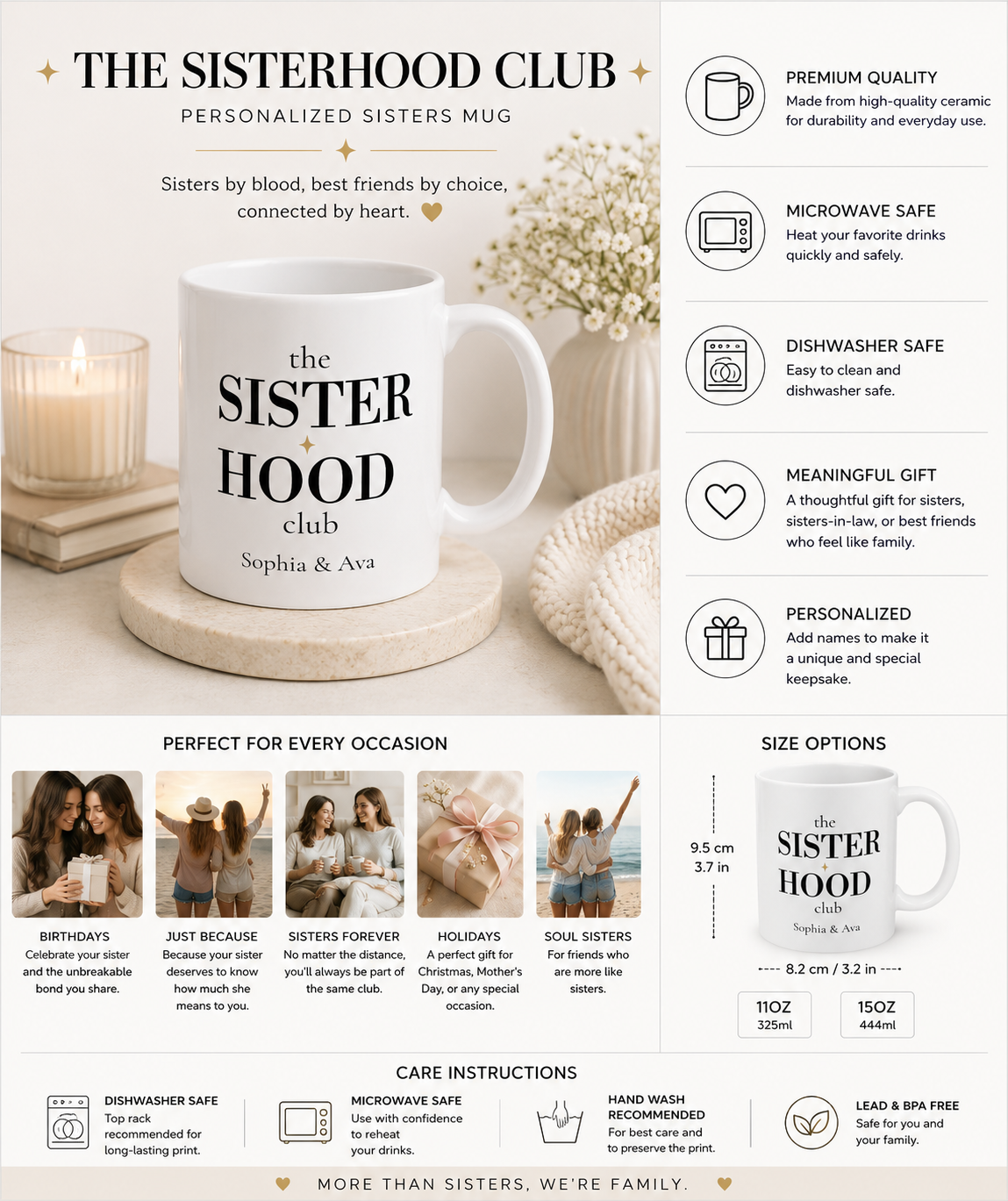 Personalised Mug – The Sisterhood Club Gift for Sisters