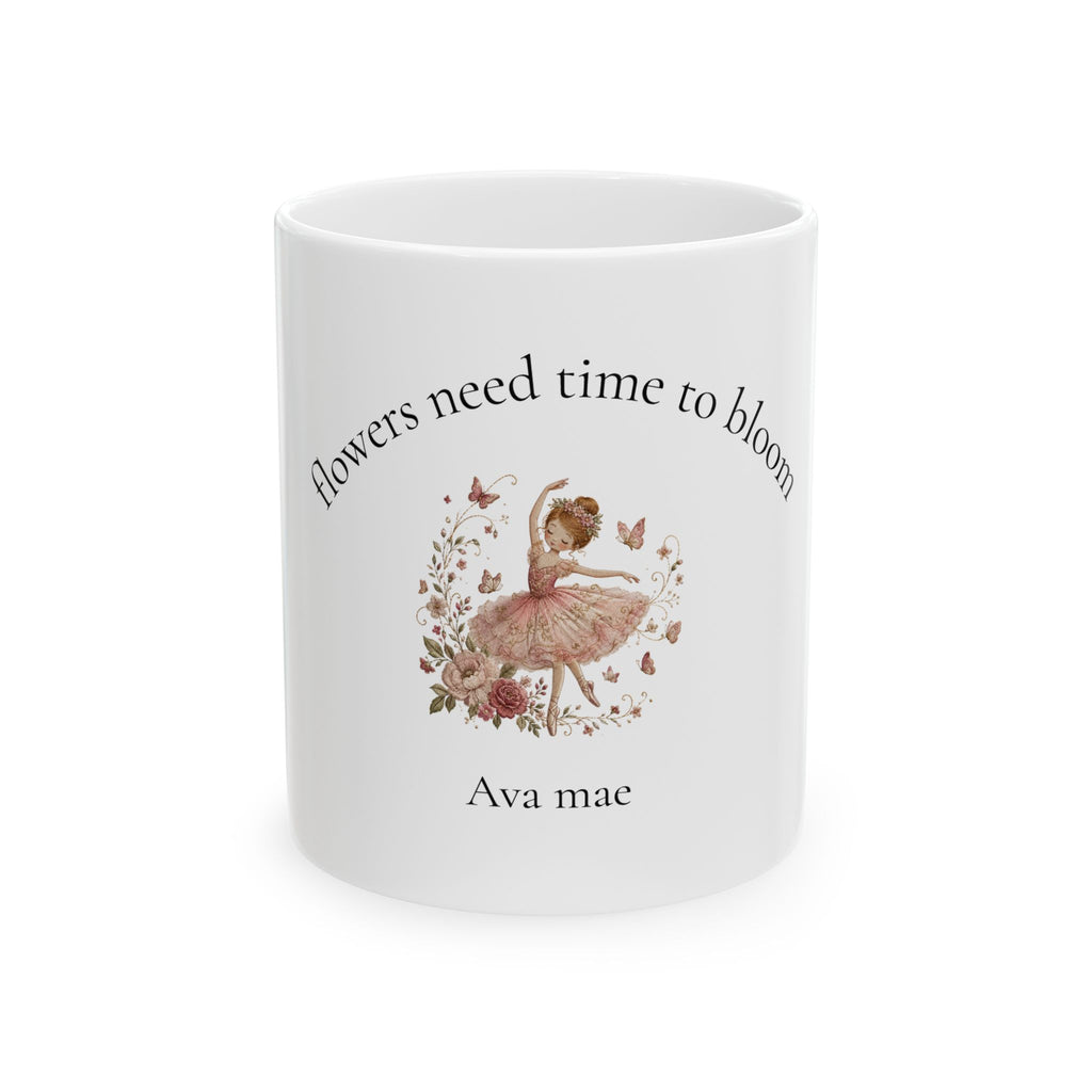Personalised Mug – Flowers Need Time to Bloom Ballerina Gift