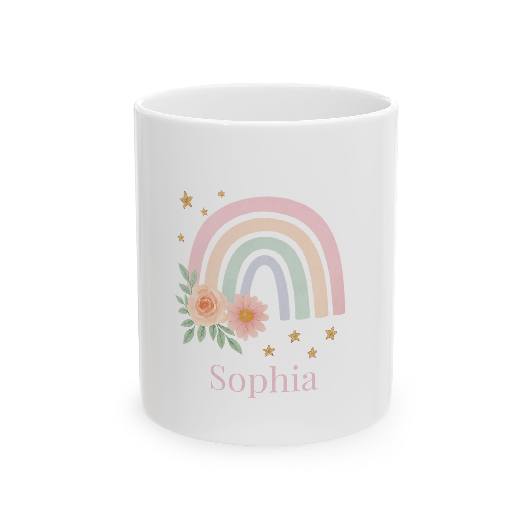 Personalised Mug – Boho Rainbow Name Design