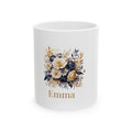 Personalised Mug – Navy Gold Floral Name Design