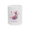 Personalised Mug – Pink Butterfly Floral Name Design